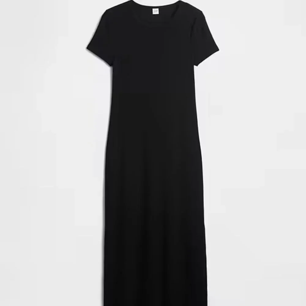 GAP Black Ribbed Maxi Dress/NWT/L - Picture 6 of 14